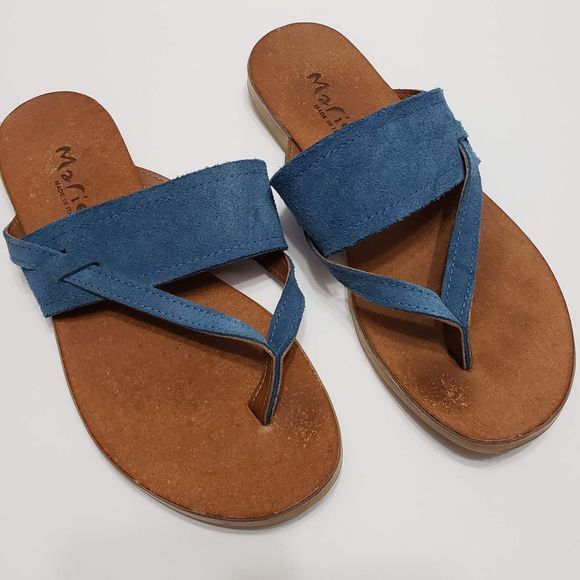 Mariella Shoes - Mariella Blue Suede Thong Sandal Flip Flop, sz 6.5